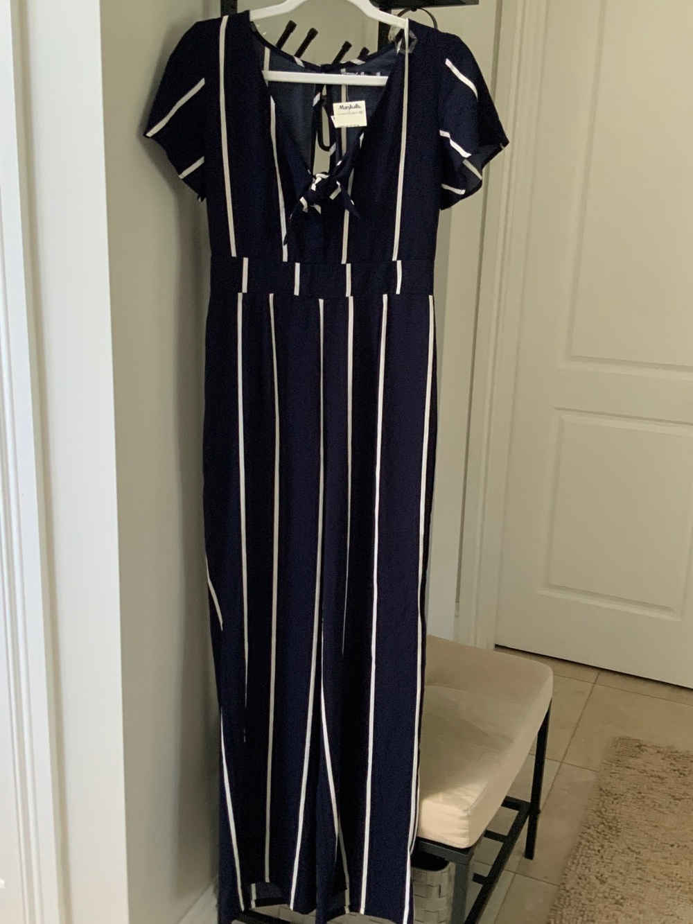 Crystal Sky Navy & White Striped Lightweight Summer Jumpsuit